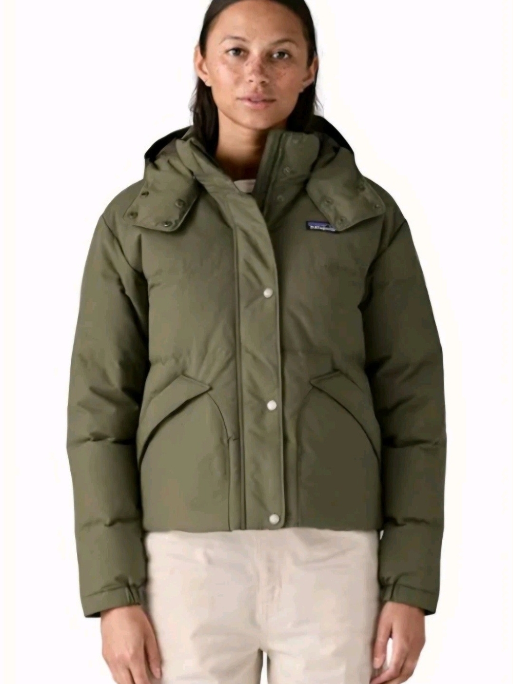 Patagonia Olive Hooded Down Puffer Jacket M